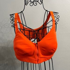 Orange Front-Zip Sports Bra
